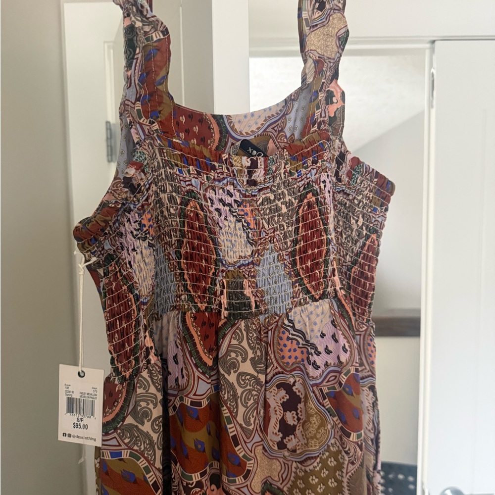 Dex Paisley Tiered Maxi Dress in Brown and Pink - Picture 3 of 3